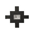 Jan Barboglio Las Cruces Wood Cross Antiquated Mirrored Glass in Polished Iron Inset Frame 25x2x27 in 5913