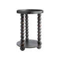 Jan Barboglio Mesa Balin Side Table with Wood Balin Legs with Cast Iron Coaster top and Base 14x14x21 in 3659