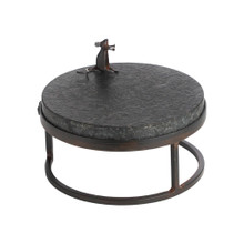 Jan Barboglio Wee Mouse Circulo Removable Resting Platter with Forged Iron Base Grey Granite 10x10x6 in 2276NM