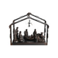 Jan Barboglio Noble Navidad Forged Iron Nativity with Wood Base 8 Figures with Star 18x17x14 in 4508 