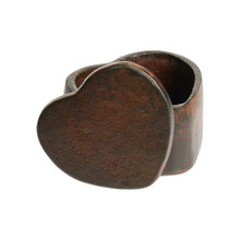 Jan Barboglio Amor Cast Iron Heart Box iwth Leather Insert 5x4x3 in 1693