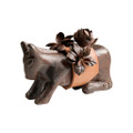 Jan Barboglio Burro D'Flores Mini Iron Burro with Leather Saddle Covered with Iron Flowers 5x10x6 in 7148