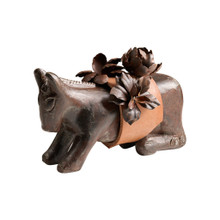 Jan Barboglio Burro D'Flores Mini Iron Burro with Leather Saddle Covered with Iron Flowers 5x10x6 in 7148