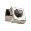Jan Barboglio El Corazon Full Heart Wax Cast Iron Box Nickel-plated with Natural Heart 3x3x2 in 1443NK-NT