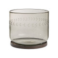 Jan Barboglio Glass Serving Punch Bowl with Laurel Engraving Iron and Suede Lining 11x11x9 in 7841CL