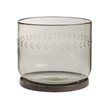 Jan Barboglio Glass Serving Punch Bowl with Laurel Engraving Iron and Suede Lining 11x11x9 in 7841CL