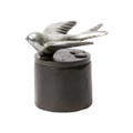 Jan Barboglio Golondrina Atop a Cast Iron Box Leather-lined 4x4x4 in 1698
