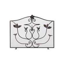 Jan Barboglio Golondrina Botanical Fire Screen with Forged Passionflower Cast Foliage and Birds 40x6x29 in 8167