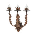 Jan Barboglio Hiedra Ivy Design Three-Arm Iron Sconce in Antique Finish 21x10x23 in 4805E