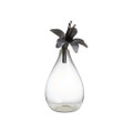 Jan Barboglio Lily Botella Glass Vase Carafe with Forged Iron Lily Topper 10x10x20 on 5770CL