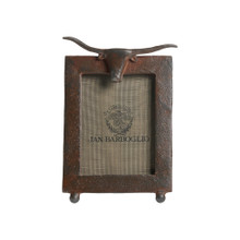 Jan Barboglio Nueces Wax Cast Vertical Frame with Longhorn 5x7 in 7x5x12 in 5388