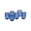 Jan Barboglio Pequenas Acanalada Glass Vessels Fluted and Etched Set of Six Azure 2x2x3 in 1922AZ