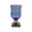 Jan Barboglio Torreon Glass Hurricane with Wax Cut Iron Stand Small Azure 5x5x10 in 4768SM