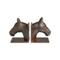 Jan Barboglio Triple Corona Pair of Wax Cast Iron Horsehead Bookends, Door Stops 5x6x8 in 2139