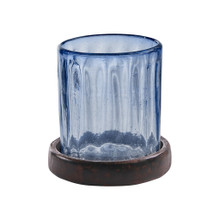 Jan Barboglio Vicente Glass with Wax Cast Coaster D.O.F. Azure 4x4x4 in 3066AZ