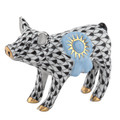 Herend Blue Ribbon Pig Black 2.5x1.25x2 in SVHNM-16429-0-00