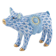 Herend Blue Ribbon Pig Blue 2.5x1.25x2 in SVHB--16429-0-00