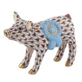 Herend Blue Ribbon Pig Chocolate 2.5x1.25x2 in SVHBR216429-0-00