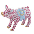 Herend Blue Ribbon Pig Raspberry 2.5x1.25x2 in SVHP--16429-0-00