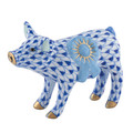 Herend Blue Ribbon Pig Sapphire 2.5x1.25x2 in SVHB3-16429-0-00