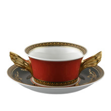 Versace Medusa Red Cream Soup & Saucer