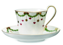 Royal Copenhagen Star Fluted Christmas High Handle Cup and Saucer 1017438