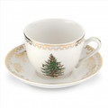 Spode Christmas Tree Gold Cup & Saucer Plate Set of Four 1557161