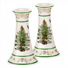 Spode Christmas Tree Gold Candlesticks Set of Two 1557246