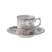 Royal Crown Derby Aves-Platinum-Coffee-Cup-&-Saucer