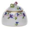 Herend Blue Garland Honey Pot with Rose 2.5 in PBG---00243-0-09