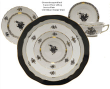 Herend Chinese Bouquet Black 5-piece Place Setting