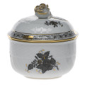 Herend Chinese Bouquet Black Sugar Bowl with Rose 6 oz ANG---01463-0-09