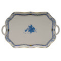 Herend Chinese Bouquet Blue Rectangular Tray with Branch Handles 18 in AB----00427-0-00