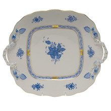 Herend Chinese Bouquet Blue Square Cake Plate with Handles 9.5 in AB----00430-0-00