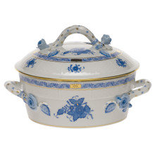 Herend Chinese Bouquet Blue Covered Vegetable Dish Small 1.5 qt AB----00043-0-02