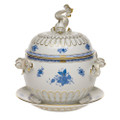 Herend Chinese Bouquet Blue Soup Tureen with Platter 4 qt AB----06541-0-18
