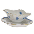 Herend Chinese Bouquet Blue Gravy Boat with fixed Stand AB----00234-0-00