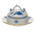Herend Chinese Bouquet Blue Covered Butter Dish 6 in AB----00393-0-02