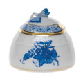 Herend Chinese Bouquet Blue Honey Pot with Rose 2.5 in AB----00243-0-09