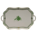 Herend Chinese Bouquet Green Rectangular Tray with Branch Handles 18 in AV----00427-0-00