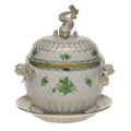 Herend Chinese Bouquet Green Soup Tureen with Platter 4 qt AV----06541-0-18