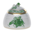 Herend Chinese Bouquet Green Honey Pot with Rose 2.5 in AV----00243-0-09