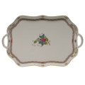 Herend Chinese Bouquet Multicolor Rectangular Tray with Branch Handles 18 in AF----00427-0-00