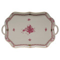 Herend Chinese Bouquet Raspberry Rectangular Tray with Branch Handles 18 in AP----00427-0-00