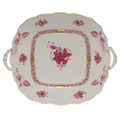Herend Chinese Bouquet Raspberry Square Cake Plate with Handles 9.5 in AP----00430-0-00