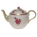 Herend Chinese Bouquet Raspberry Tea Pot with Rose 36 oz AP----01605-0-09