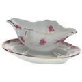 Herend Chinese Bouquet Raspberry Gravy Boat with fixed Stand AP----00234-0-00