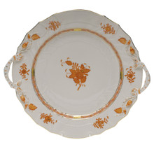 Herend Chinese Bouquet Rust Chop Plate with Handles 12 in AOG---01173-0-00