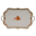 Herend Chinese Bouquet Rust Rectangular Tray with Branch Handles 18 in AOG---00427-0-00