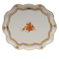 Herend Chinese Bouquet Rust Scallop Tray 11.25x9.5 in AOG---00420-0-00